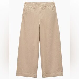 Rag & Bone Banks Cotton Wide-Leg Ankle Length Cropped Pants Khaki Sz 8